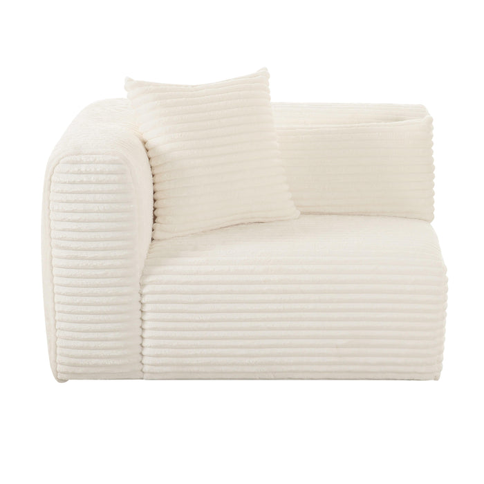 Tarra Fluffy Oversized Cream Corduroy Modular LAF Corner Chair - UK - Home And Beyond