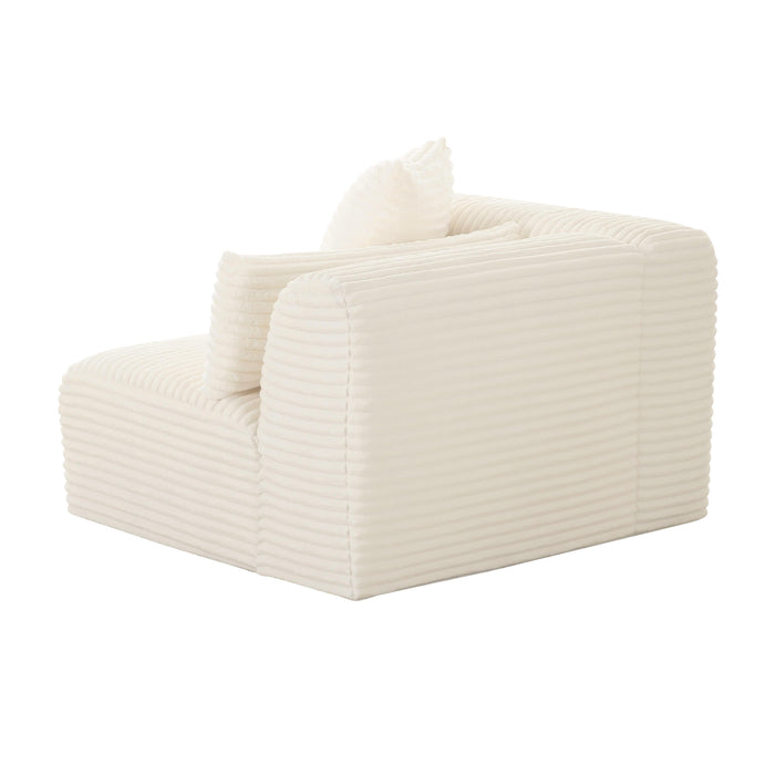 Tarra Fluffy Oversized Cream Corduroy Modular LAF Corner Chair - UK - Home And Beyond