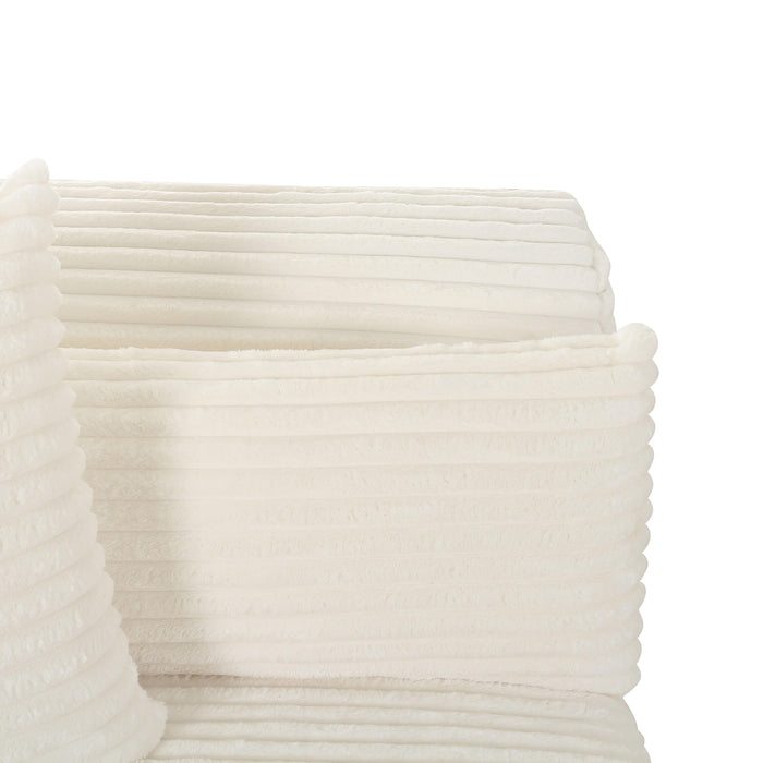 Tarra Fluffy Oversized Cream Corduroy Modular LAF Corner Chair - UK - Home And Beyond