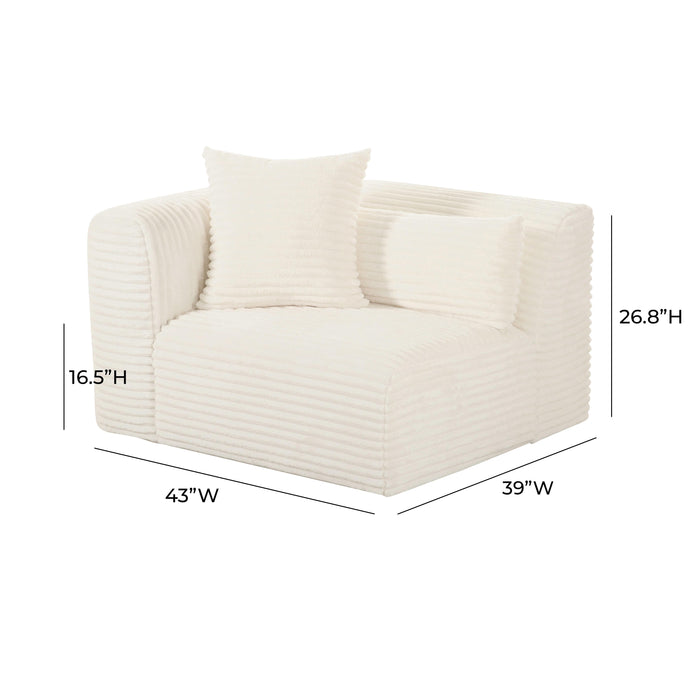 Tarra Fluffy Oversized Cream Corduroy Modular LAF Corner Chair - UK - Home And Beyond