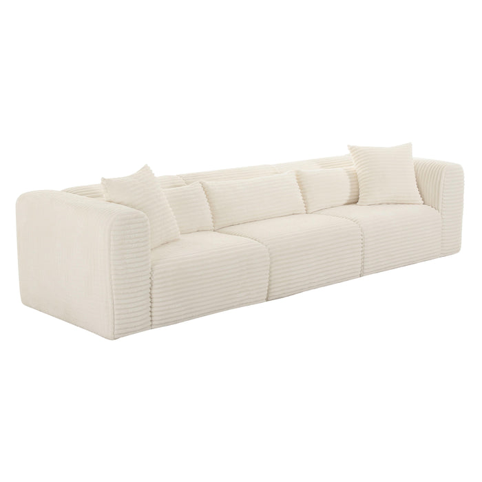 Tarra Fluffy Oversized Cream Corduroy Modular Sofa - UK - Home And Beyond