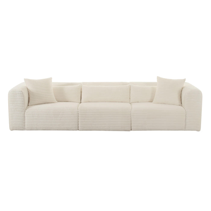 Tarra Fluffy Oversized Cream Corduroy Modular Sofa - UK - Home And Beyond