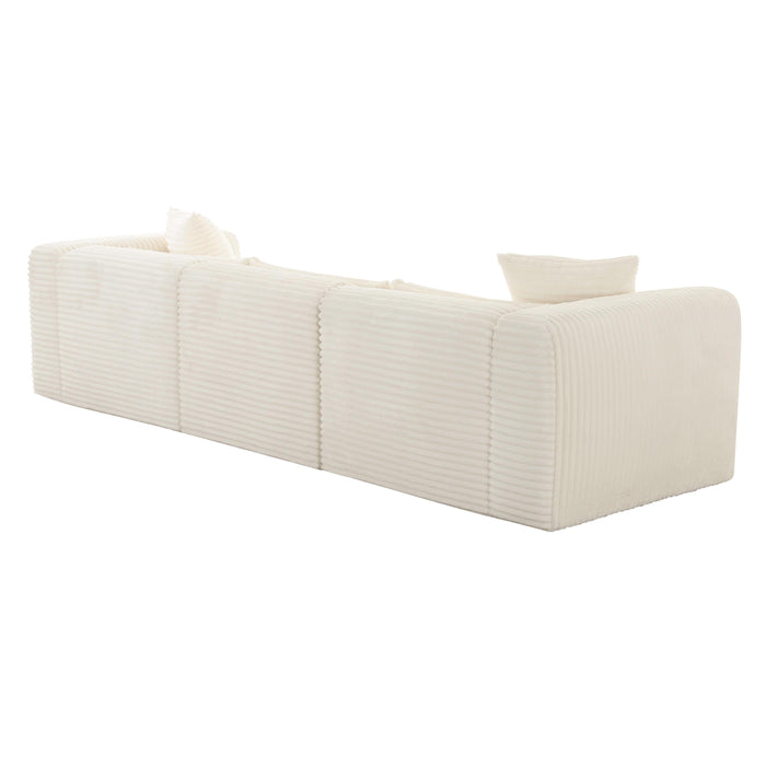 Tarra Fluffy Oversized Cream Corduroy Modular Sofa - UK - Home And Beyond