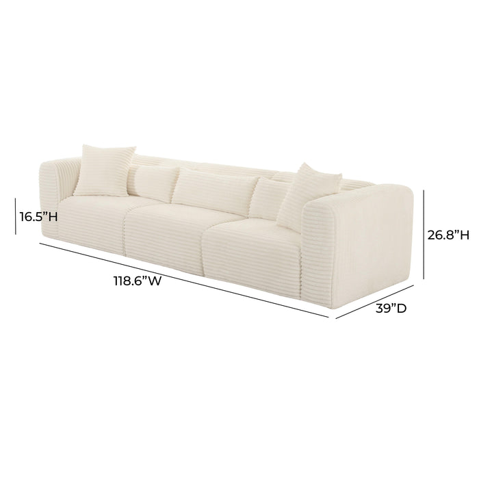 Tarra Fluffy Oversized Cream Corduroy Modular Sofa - UK - Home And Beyond
