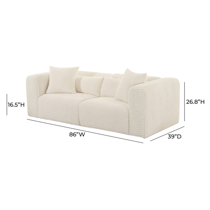Tarra Fluffy Oversized Cream Corduroy Modular Loveseat - UK - Home And Beyond