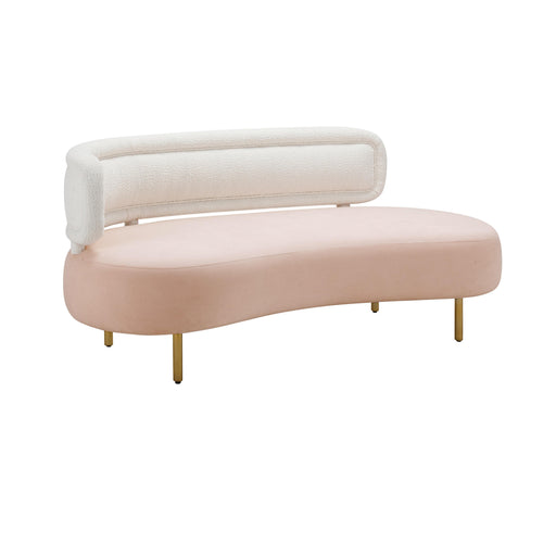 Tischa Cream Boucle & Blush Velvet Sofa - Home And Beyond