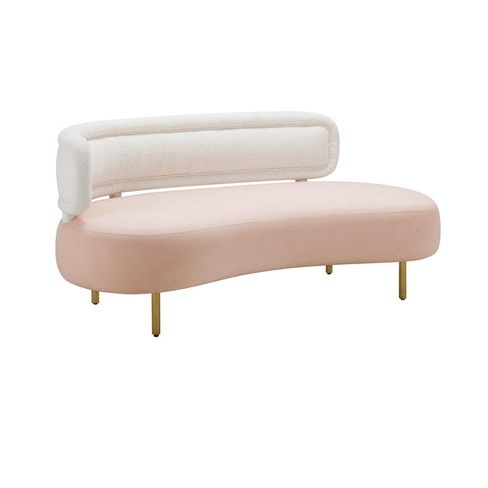Tischa Cream Boucle & Blush Velvet Sofa - Home And Beyond