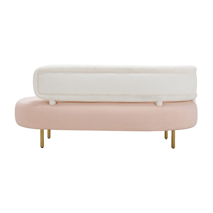 Tischa Cream Boucle & Blush Velvet Sofa - Home And Beyond