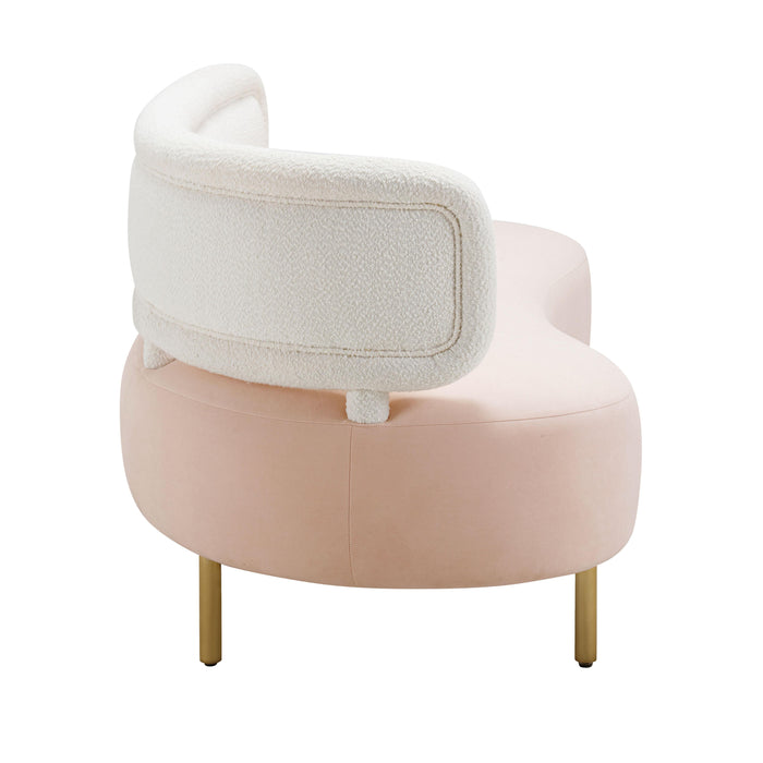 Tischa Cream Boucle & Blush Velvet Sofa - Home And Beyond