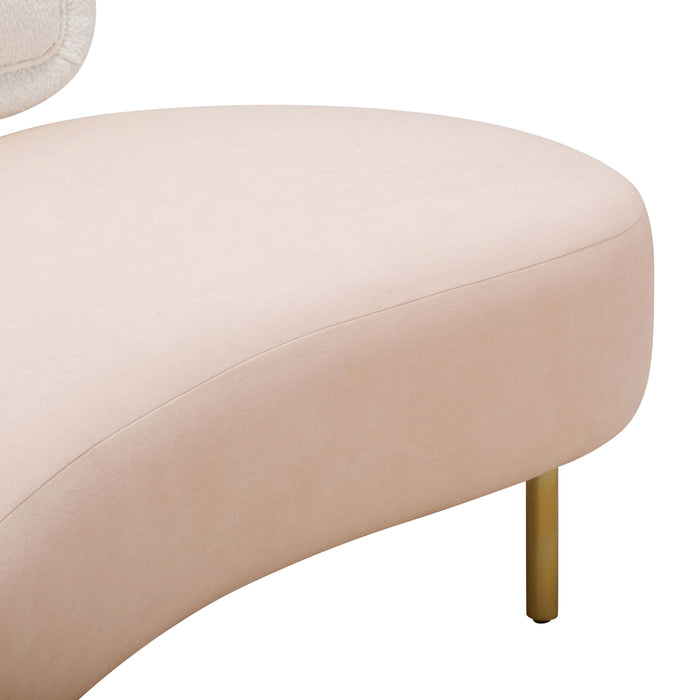 Tischa Cream Boucle & Blush Velvet Sofa - Home And Beyond