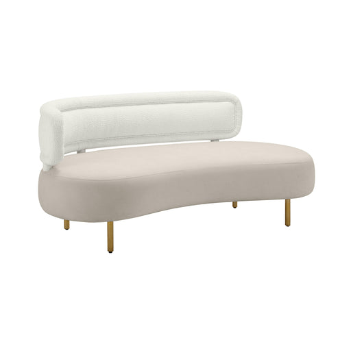 Tischa Cream Boucle & Grey Velvet Sofa - Home And Beyond