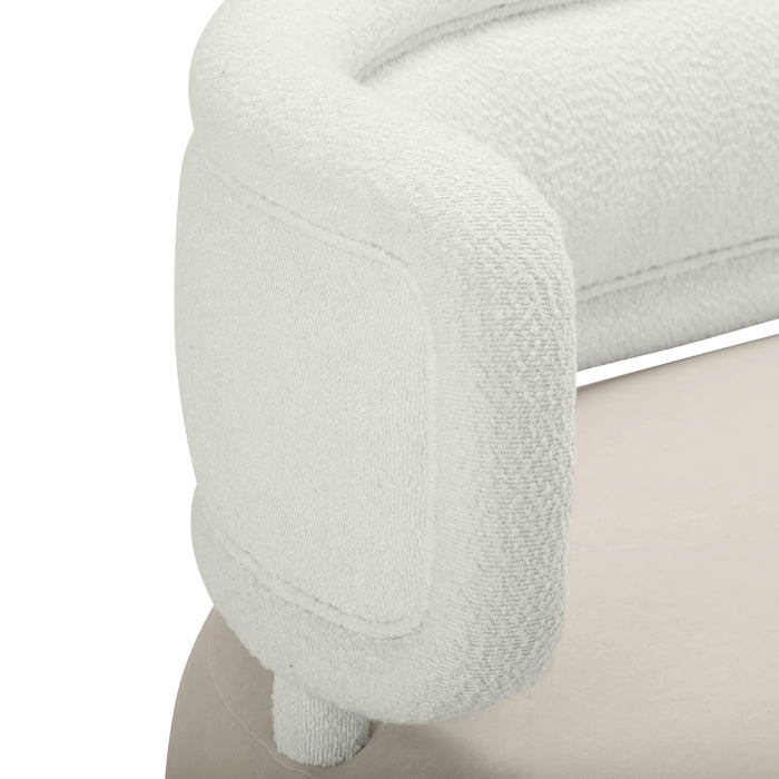 Tischa Cream Boucle & Grey Velvet Sofa - Home And Beyond