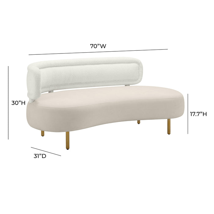 Tischa Cream Boucle & Grey Velvet Sofa - Home And Beyond