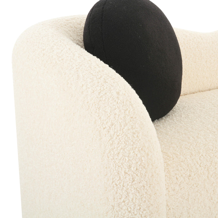 Leonie Beige Faux Shearling 84 inch Sofa - Home And Beyond