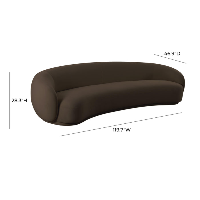 Kendall Chocolate Brown Velvet 120 Inch Sofa - Home And Beyond