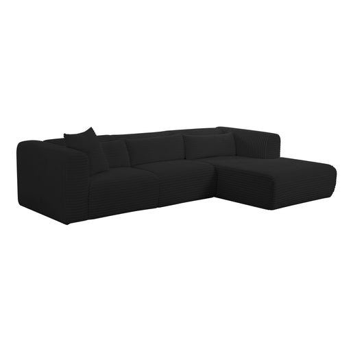 Tarra Fluffy Oversized Black Corduroy Modular RAF Sectional - Home And Beyond