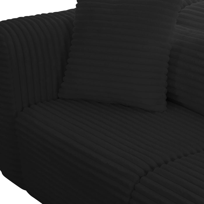 Tarra Fluffy Oversized Black Corduroy Modular RAF Sectional - Home And Beyond