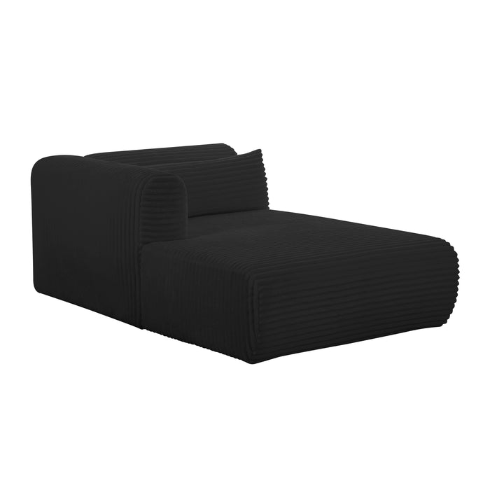 Tarra Fluffy Oversized Black Corduroy Modular LAF Chaise - Home And Beyond