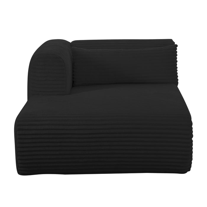 Tarra Fluffy Oversized Black Corduroy Modular LAF Chaise - Home And Beyond