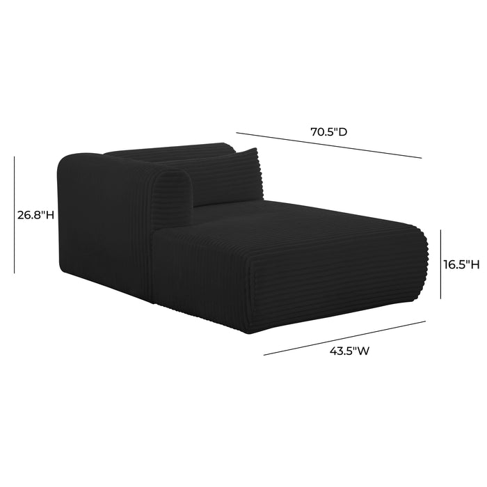 Tarra Fluffy Oversized Black Corduroy Modular LAF Chaise - Home And Beyond