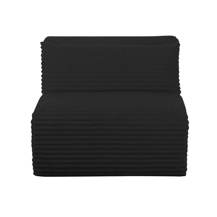 Tarra Fluffy Oversized Black Corduroy Modular Armless Chair - Home And Beyond