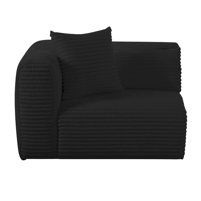 Tarra Fluffy Oversized Black Corduroy Modular LAF Corner Chair - Home And Beyond