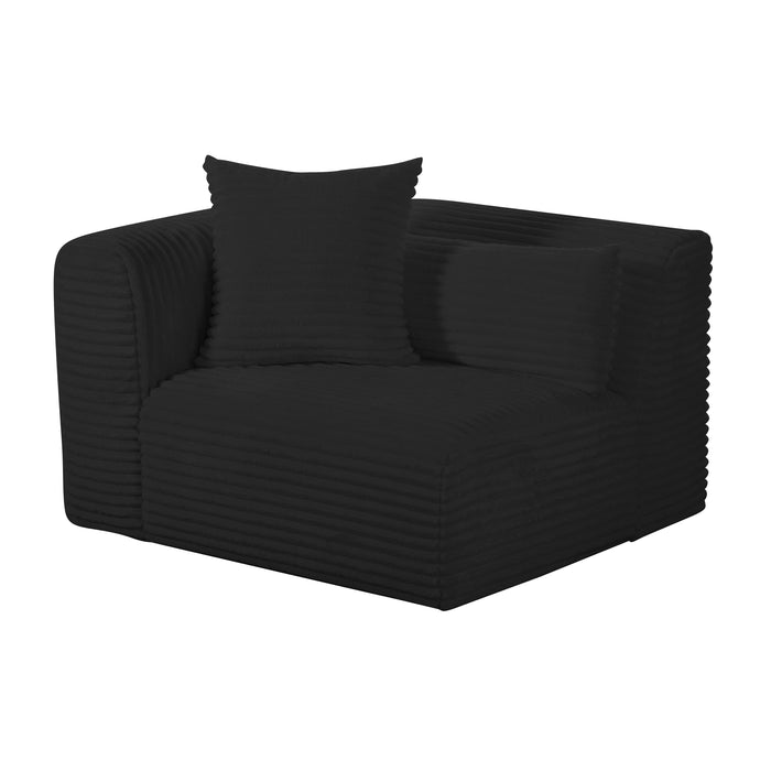 Tarra Fluffy Oversized Black Corduroy Modular LAF Corner Chair - Home And Beyond