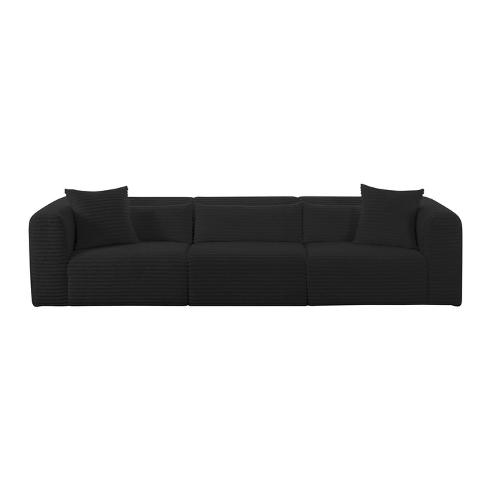 Tarra Fluffy Oversized Black Corduroy Modular Sofa - Home And Beyond