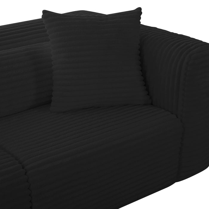 Tarra Fluffy Oversized Black Corduroy Modular Sofa - Home And Beyond