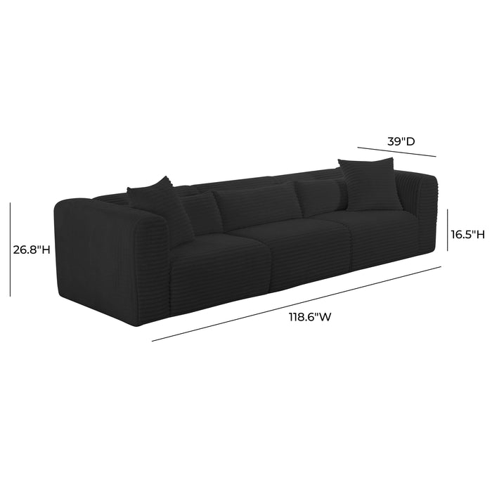 Tarra Fluffy Oversized Black Corduroy Modular Sofa - Home And Beyond