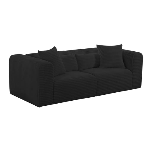 Tarra Fluffy Oversized Black Corduroy Modular Loveseat - Home And Beyond