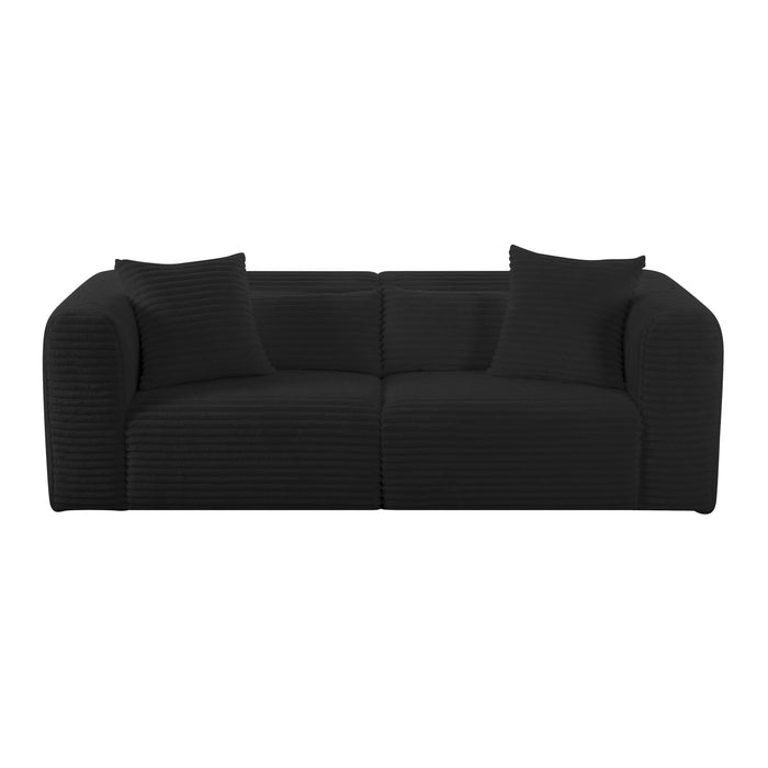 Tarra Fluffy Oversized Black Corduroy Modular Loveseat - Home And Beyond