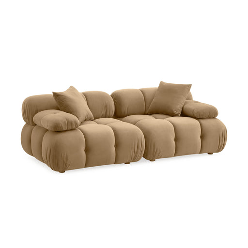 Calliope Cafe Au Lait Performance Velvet Modular Loveseat - Home And Beyond