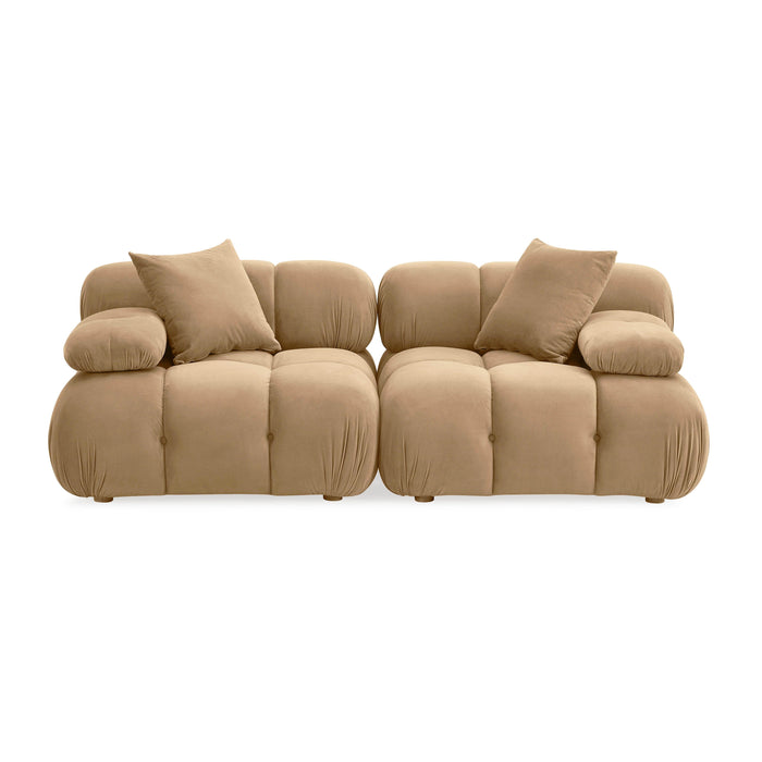 Calliope Cafe Au Lait Performance Velvet Modular Loveseat - Home And Beyond