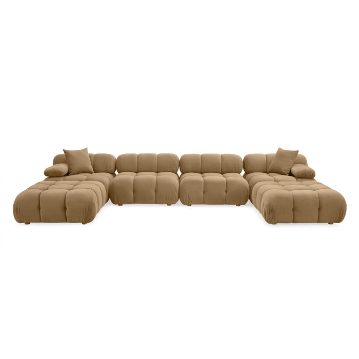 Calliope Cafe Au Lait Performance Velvet 6-piece Modular U-Sectional - Home And Beyond