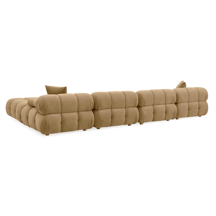 Calliope Cafe Au Lait Performance Velvet 6-piece Modular U-Sectional - Home And Beyond