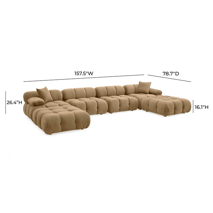 Calliope Cafe Au Lait Performance Velvet 6-piece Modular U-Sectional - Home And Beyond