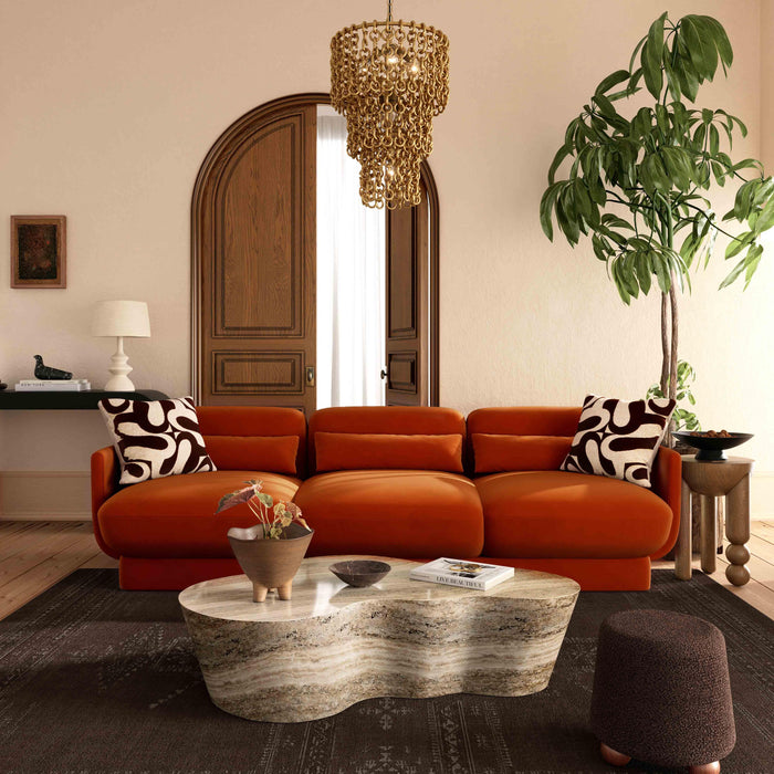 Azalea Rust Orange Velvet Sofa - Home And Beyond