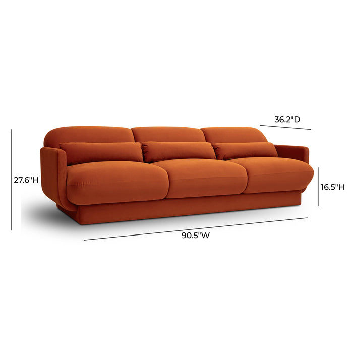 Azalea Rust Orange Velvet Sofa - Home And Beyond