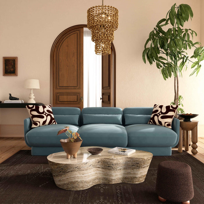 Azalea Powder Blue Velvet Sofa - Home And Beyond