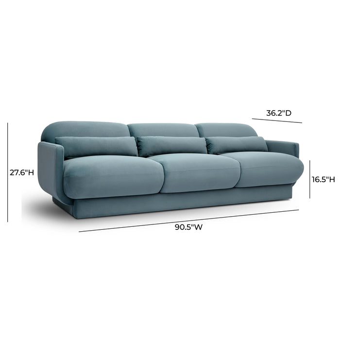 Azalea Powder Blue Velvet Sofa - Home And Beyond