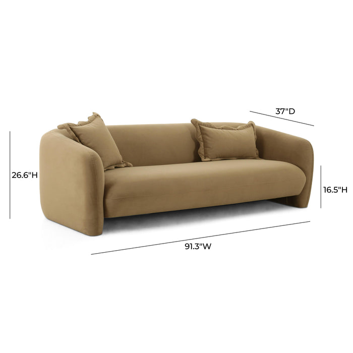 Lou Cafe Au Lait Performance Velvet Sofa - Home And Beyond