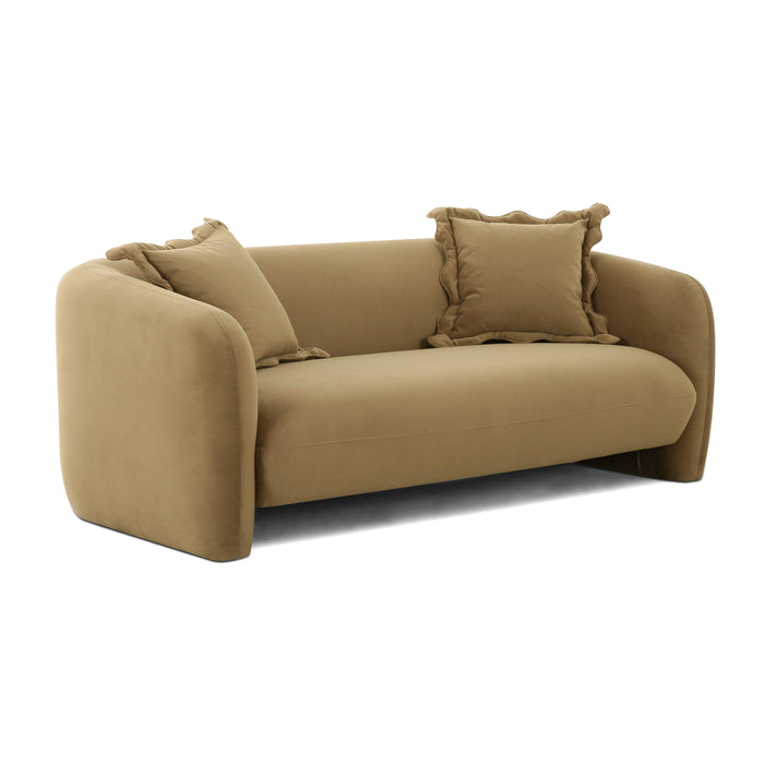 Lou Cafe Au Lait Performance Velvet Loveseat - Home And Beyond