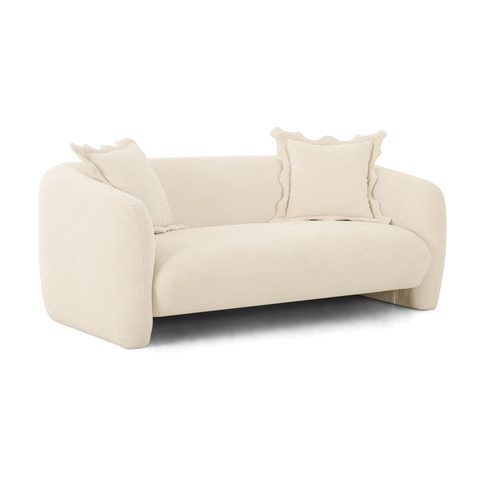 Lou Sandstone Textured Fabric Loveseat - Home And Beyond