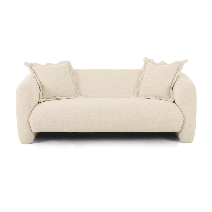 Lou Sandstone Textured Fabric Loveseat - Home And Beyond