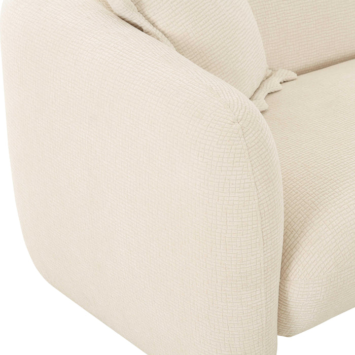 Lou Sandstone Textured Fabric Loveseat - Home And Beyond