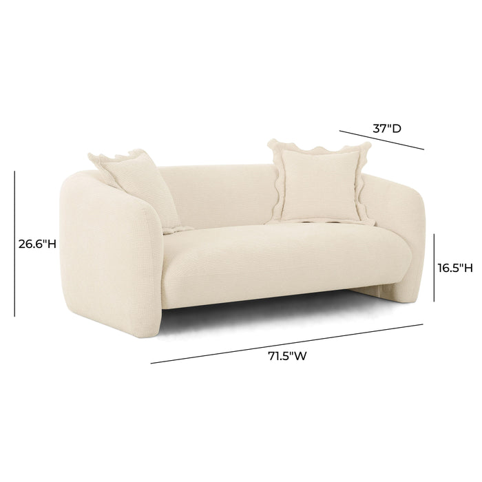 Lou Sandstone Textured Fabric Loveseat - Home And Beyond