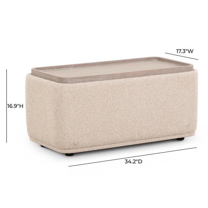 Sylvie Cream Boucle Ottoman Table - Home And Beyond