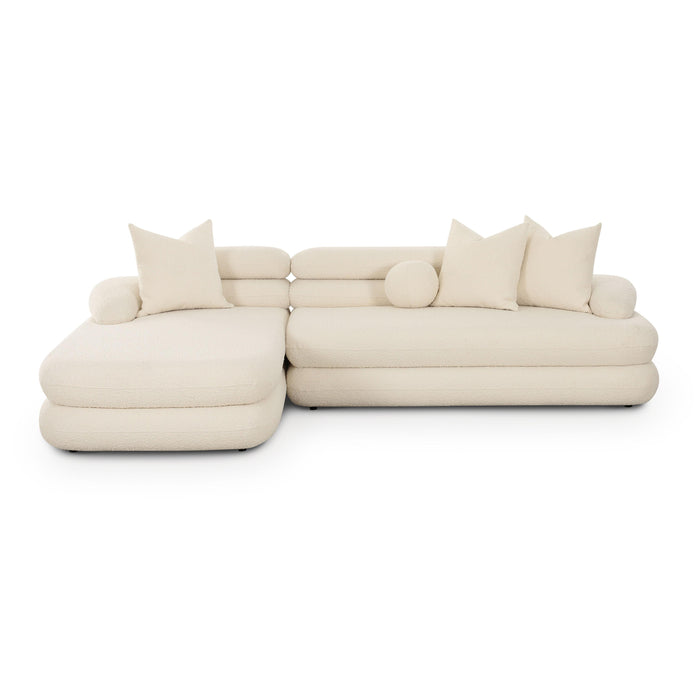 Lulu Cream Boucle Modular LAF Sectional - Home And Beyond