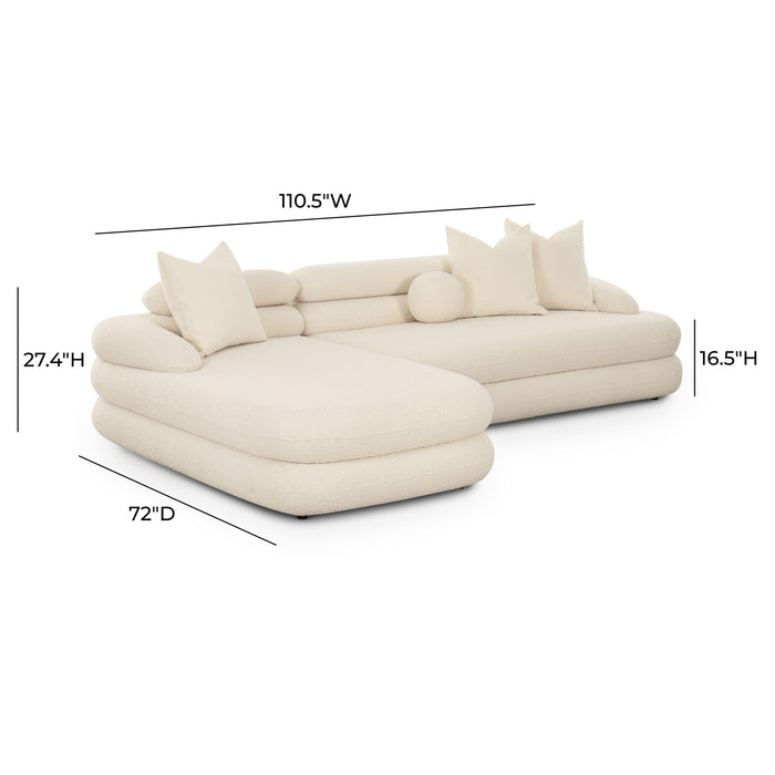 Lulu Cream Boucle Modular LAF Sectional - Home And Beyond